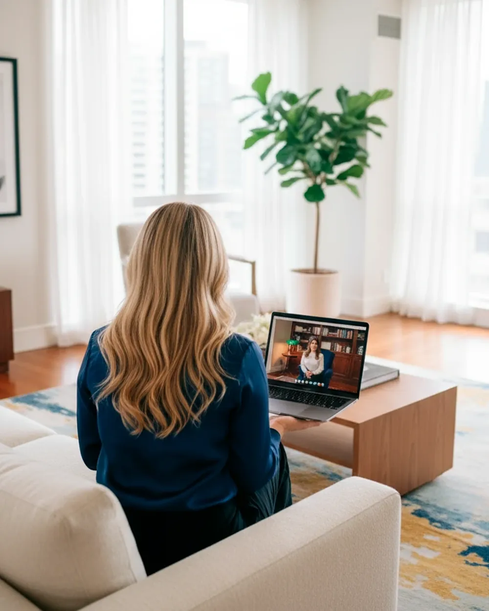 Sessão de terapia on-line por vídeo
